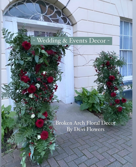 Broken arch floral arrangements - Custom colour