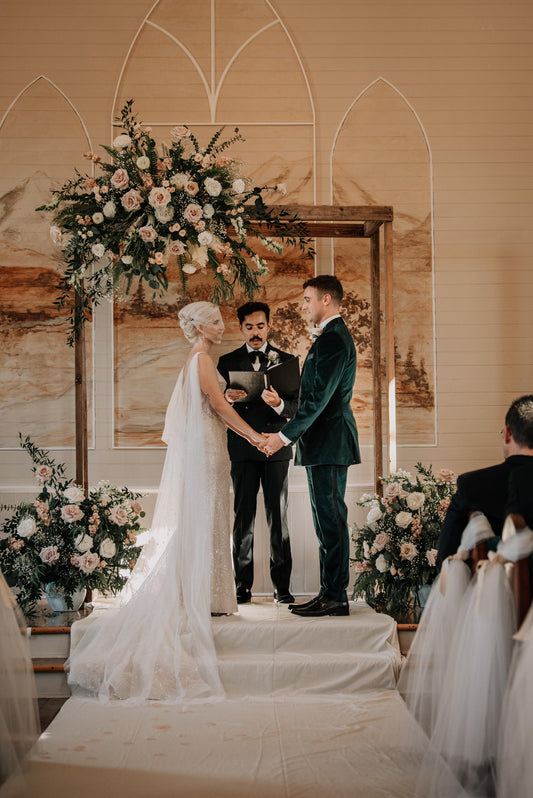 Wedding Flowers with Arch -Pink and White with Green