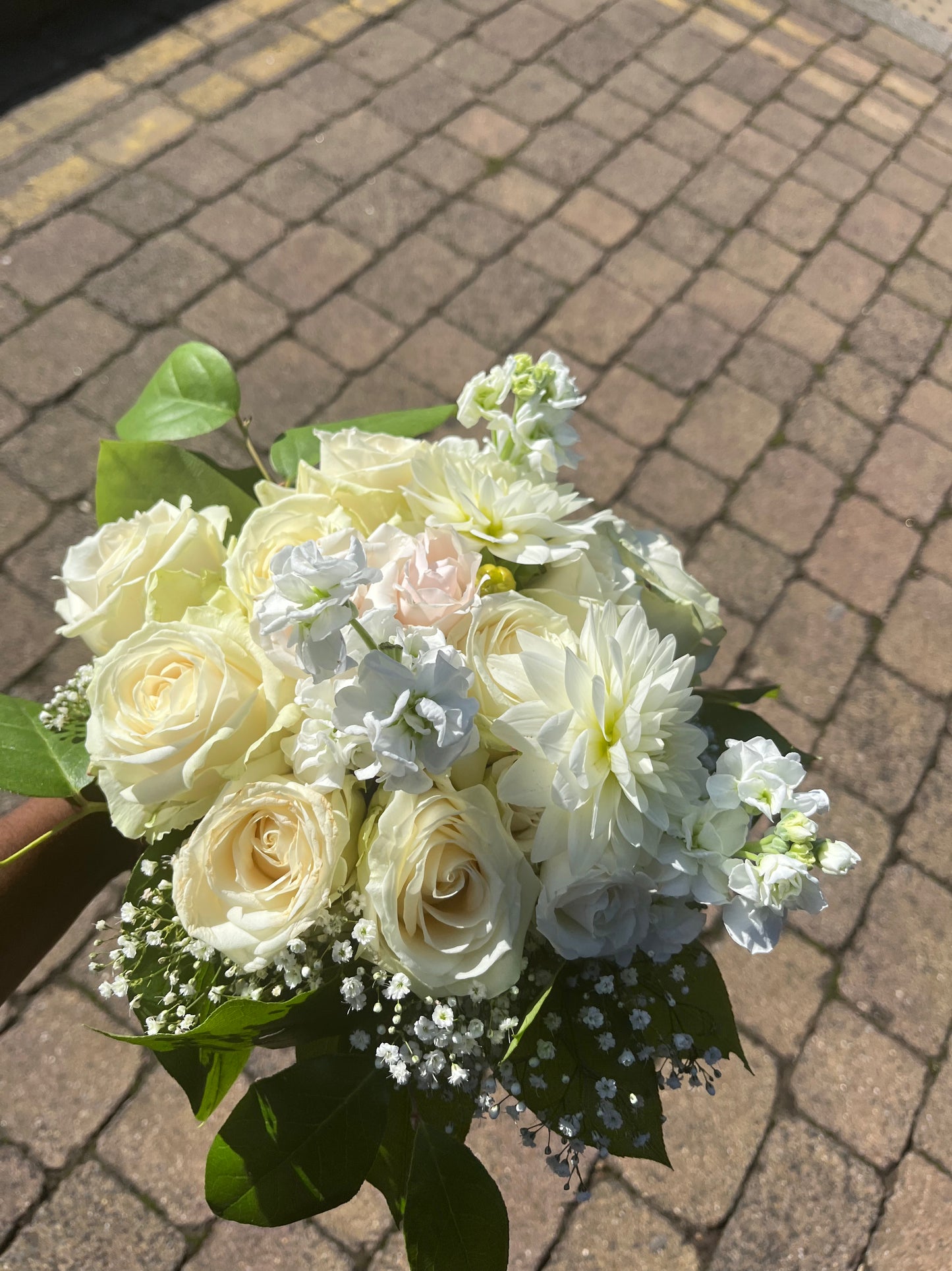 Large White Roses and Other Seasonal Flowers Bouquet