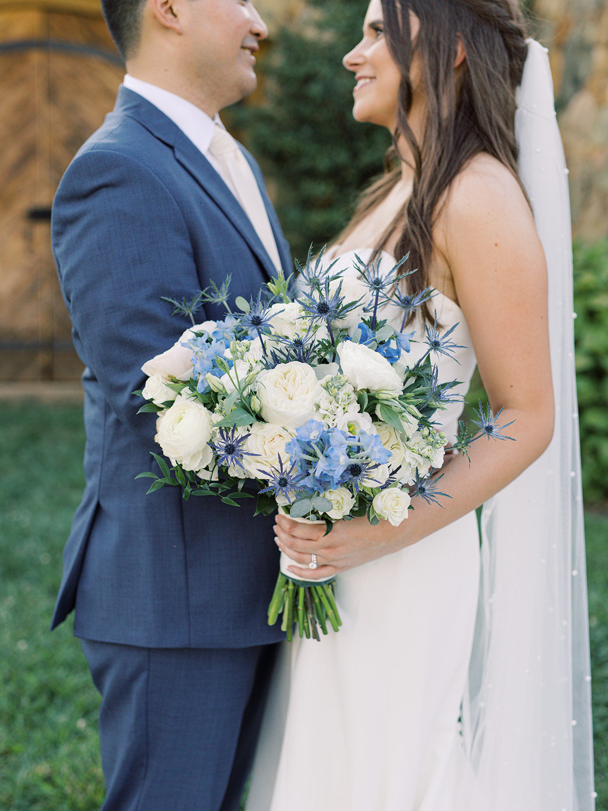 Blue & White Rose Bouquet