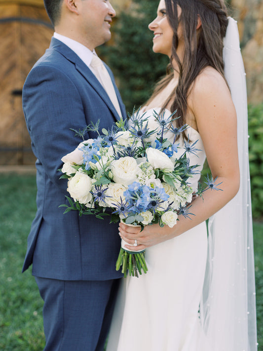 Blue & White Rose Bouquet