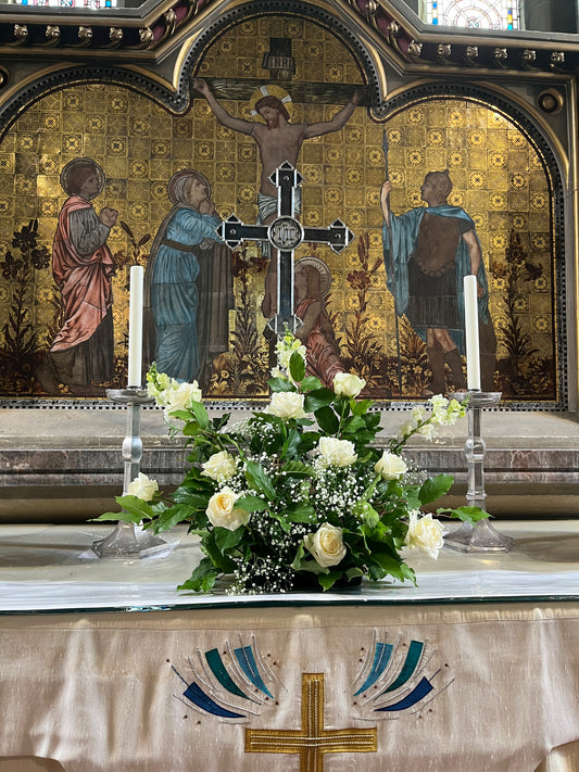 White Roses and Foliages Floral Arrangement