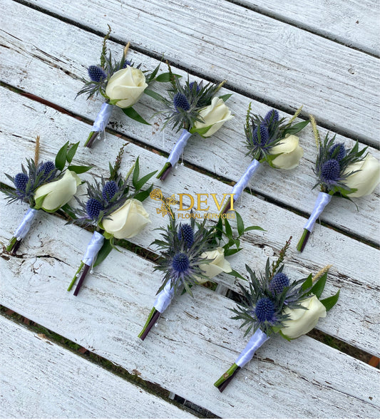 White Rose & Thistle Boutonniere