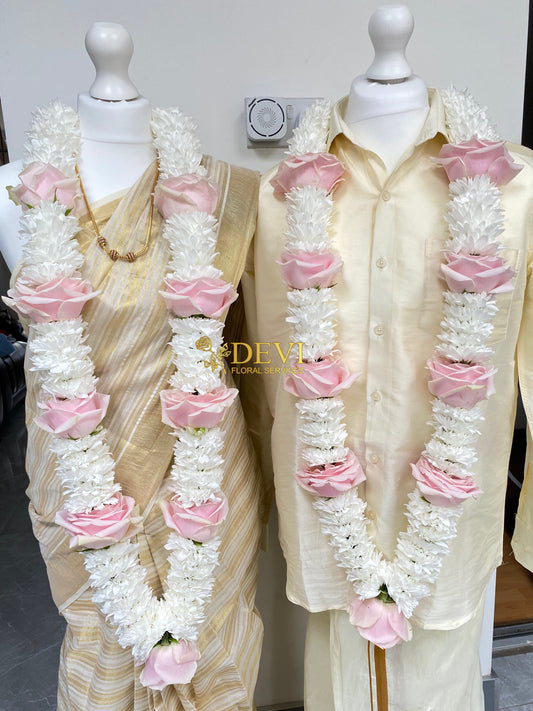 Pink rose & White Chrys Garland