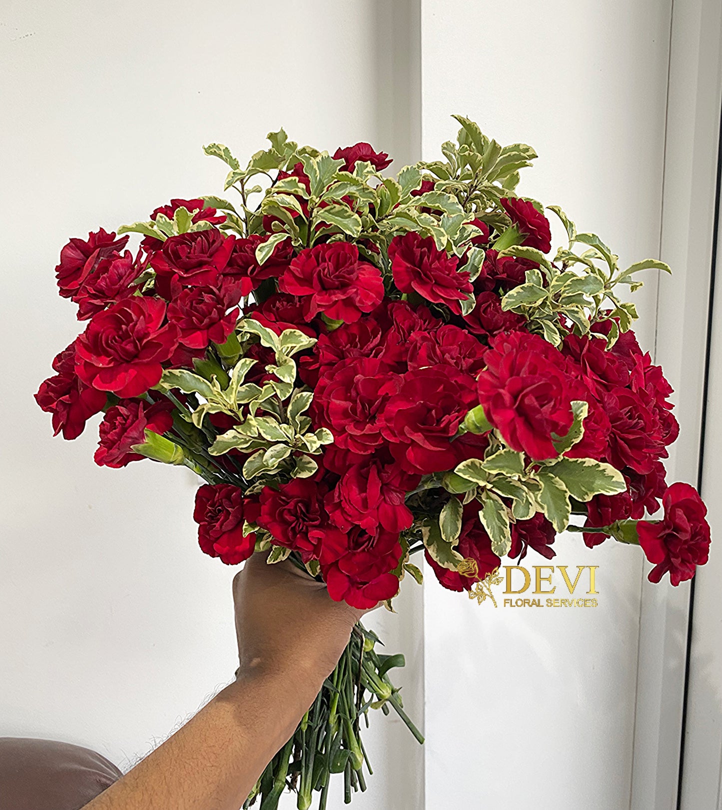 Crimson Carnations Bridal Bouquet - 395