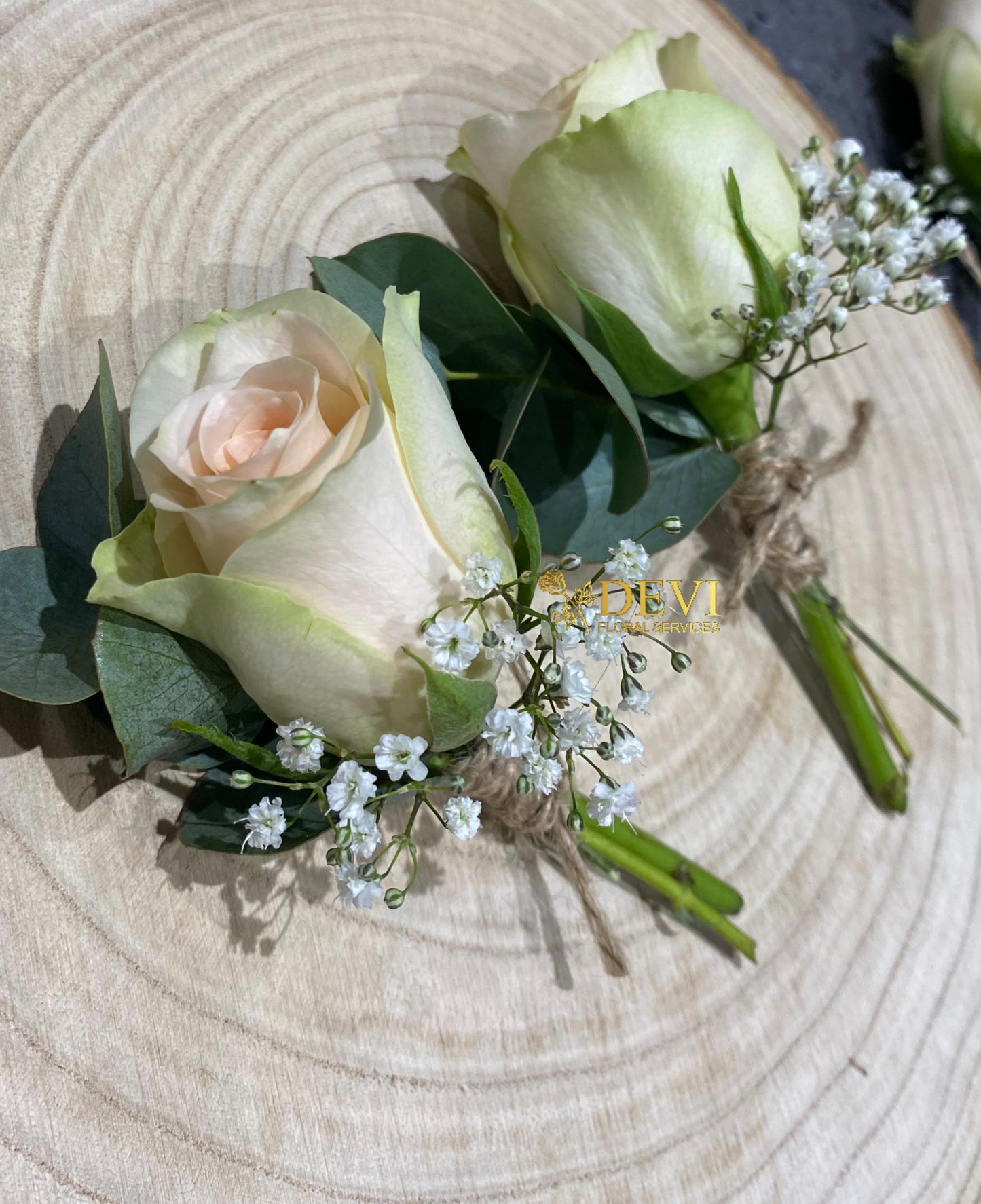 Peach/ Ivory Boutonniere's