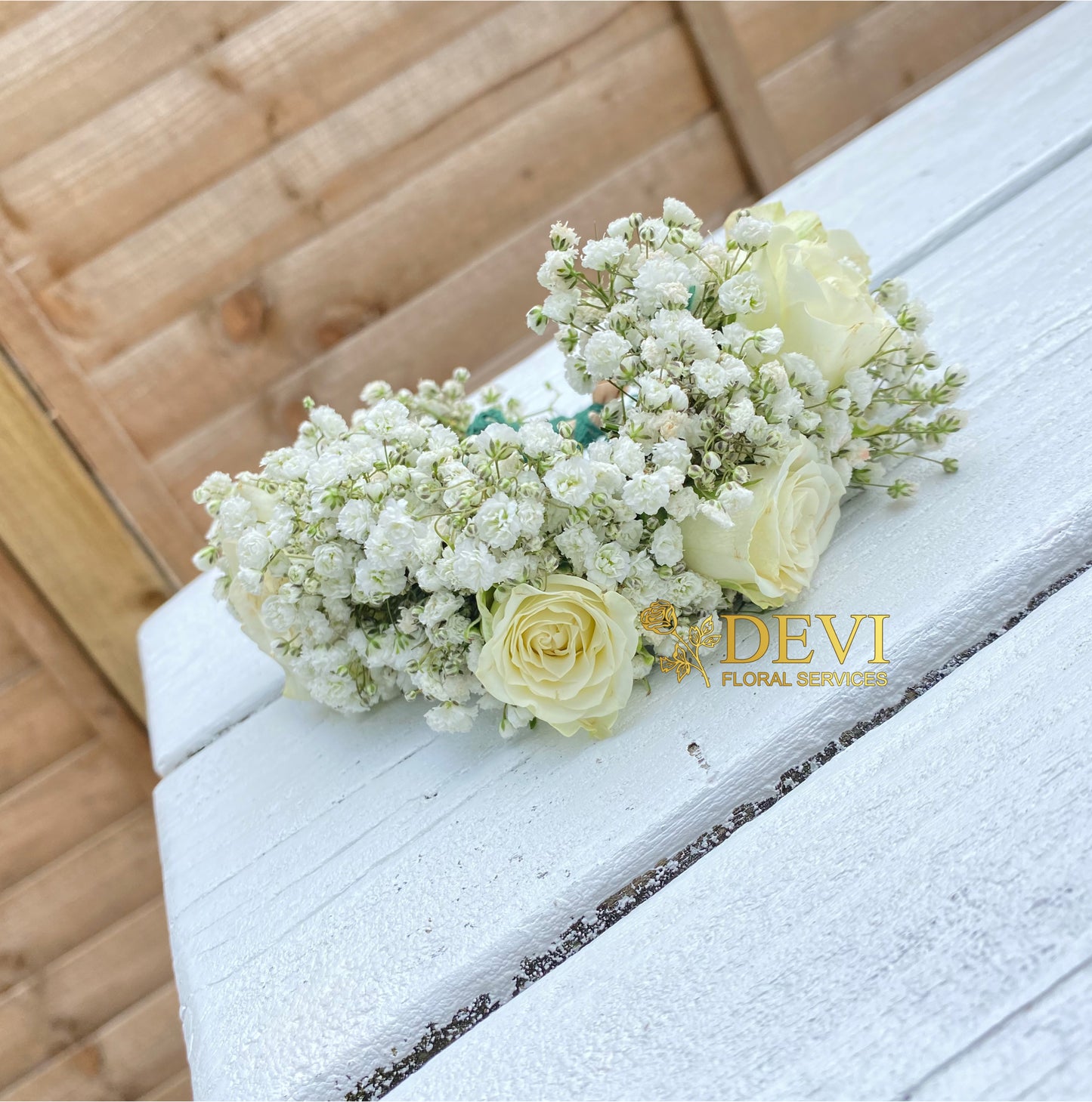 White Rose and Gypsophila Hair Crown