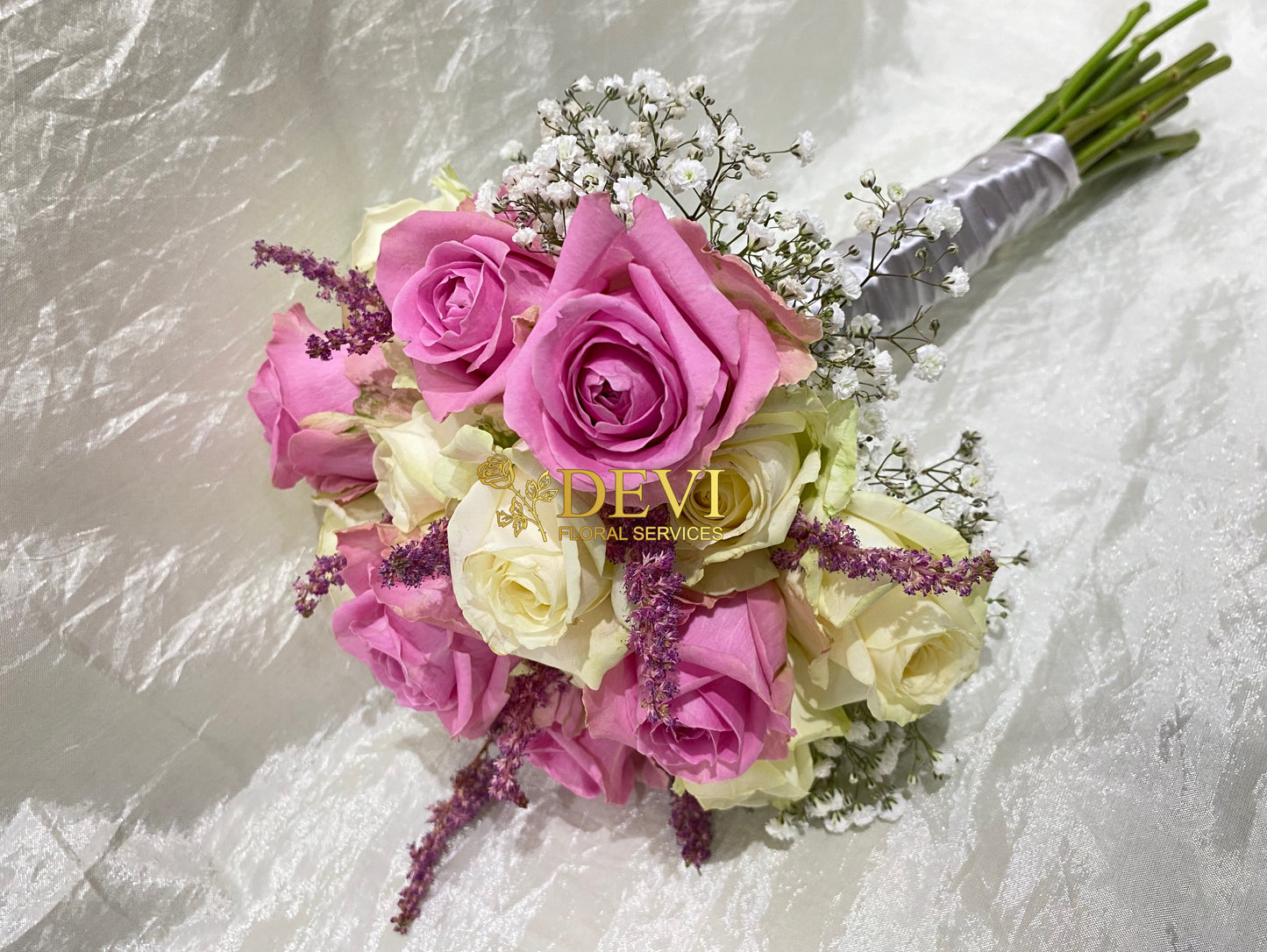 Pink and Ivory Rose Bouquet