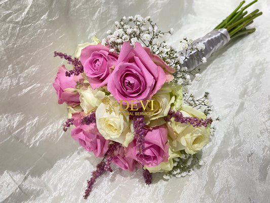 Pink and Ivory Rose Bouquet
