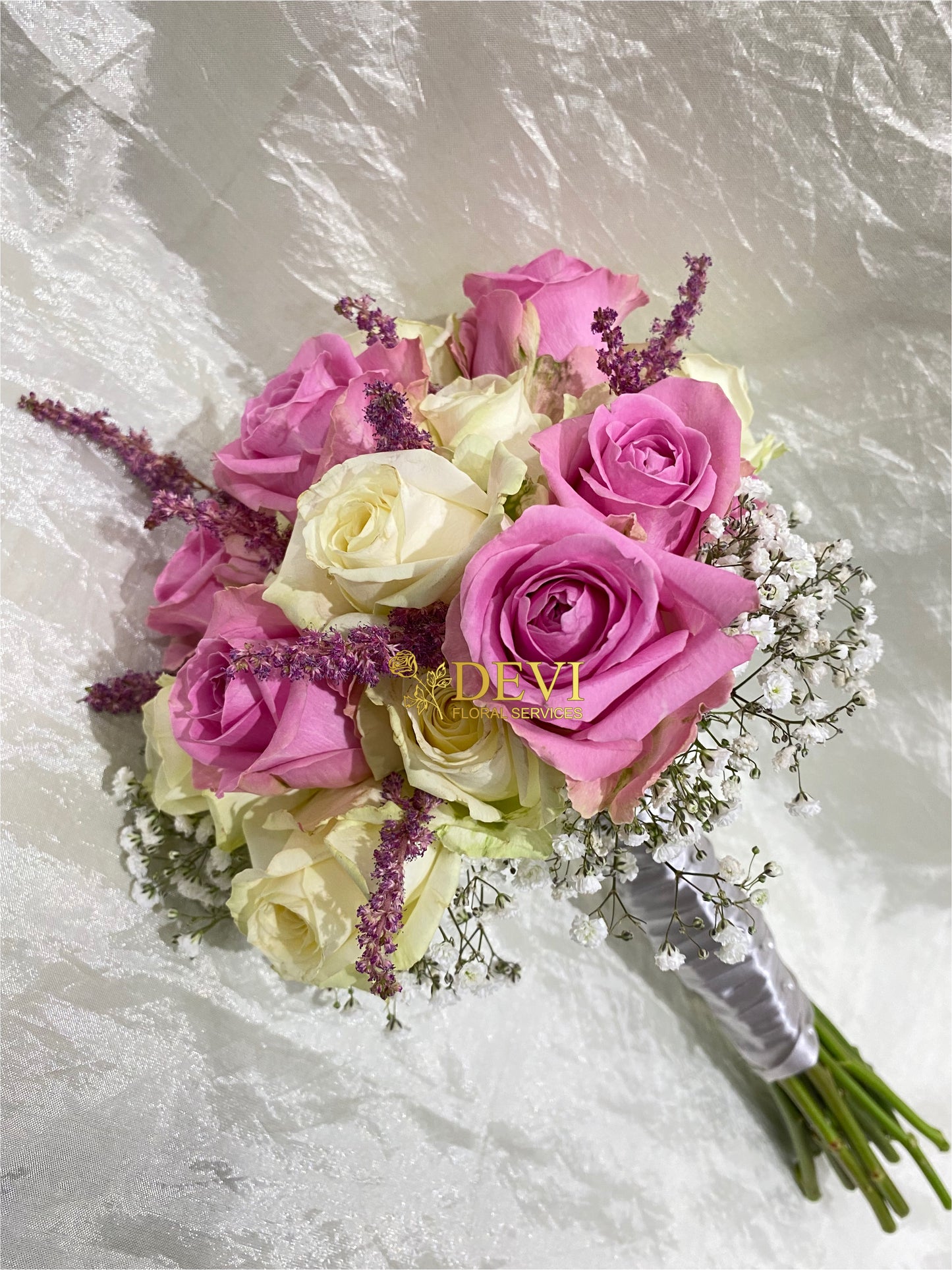 Pink and Ivory Rose Bouquet