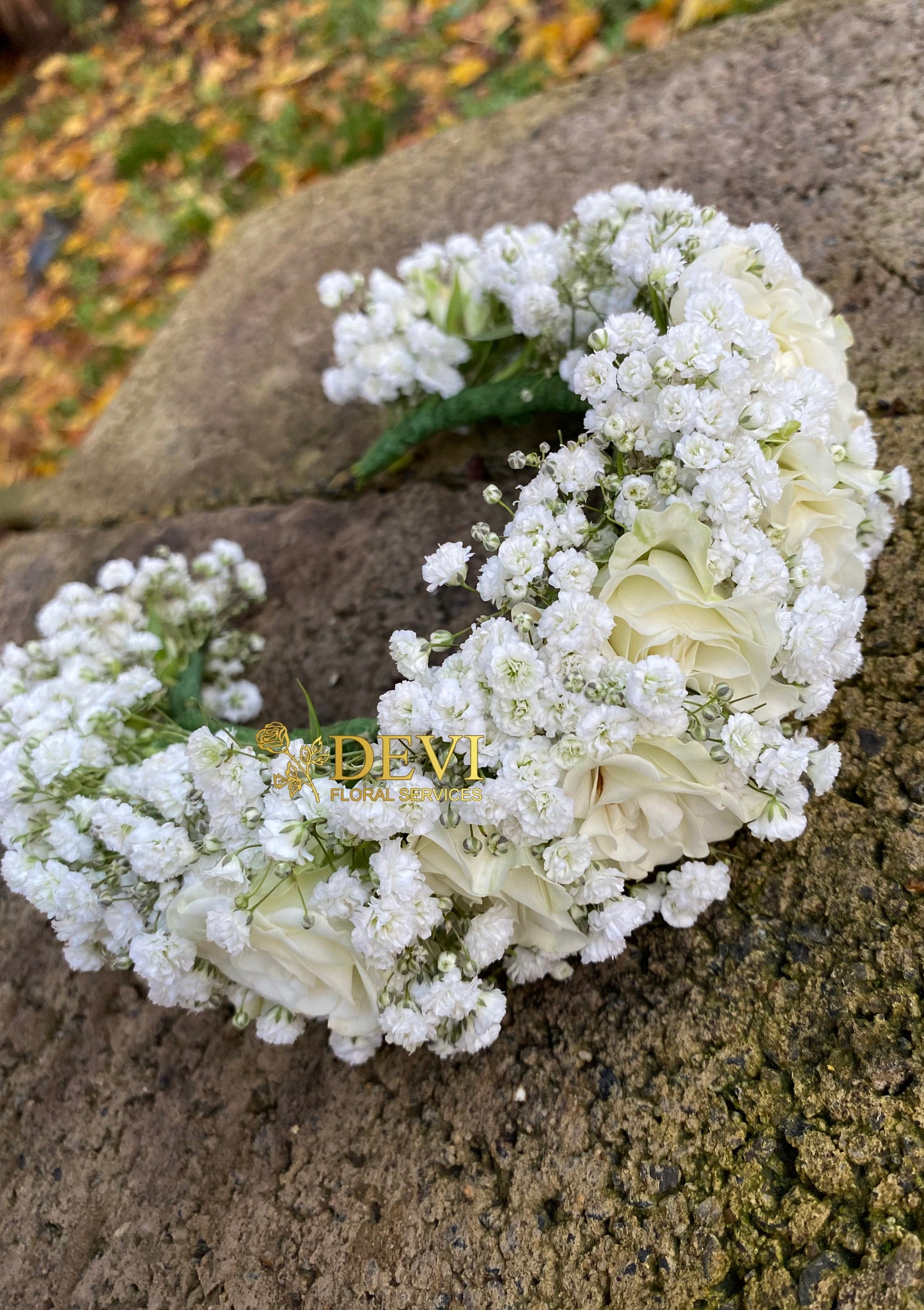 White Rose and Gypsophila Hair Crown