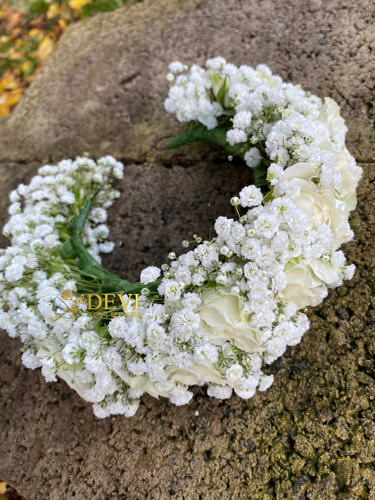 White Rose and Gypsophila Hair Crown