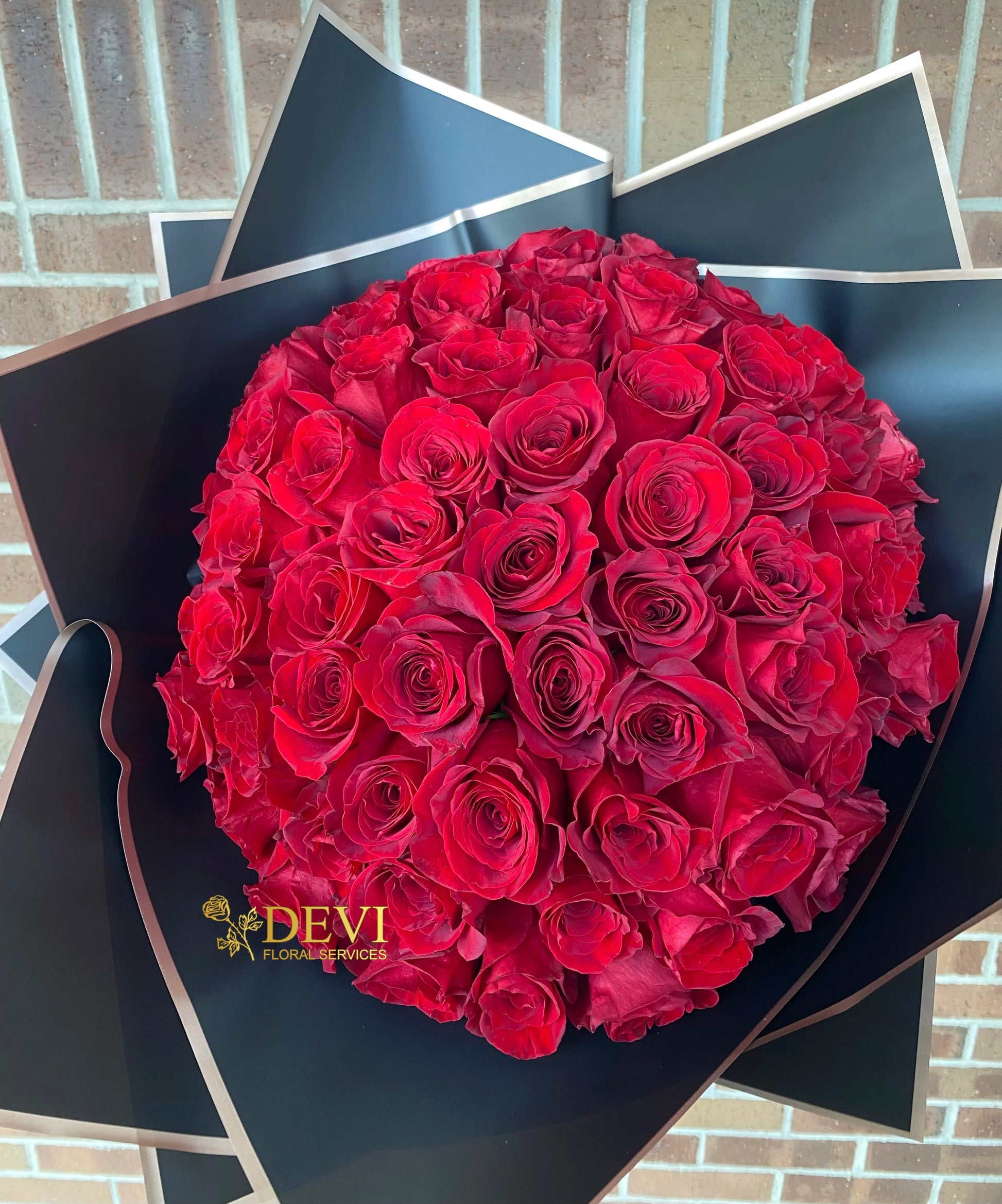 50 Luxury Red Roses Bouquet - Devi Flowers, Designer Bouquets, Red Rose ...