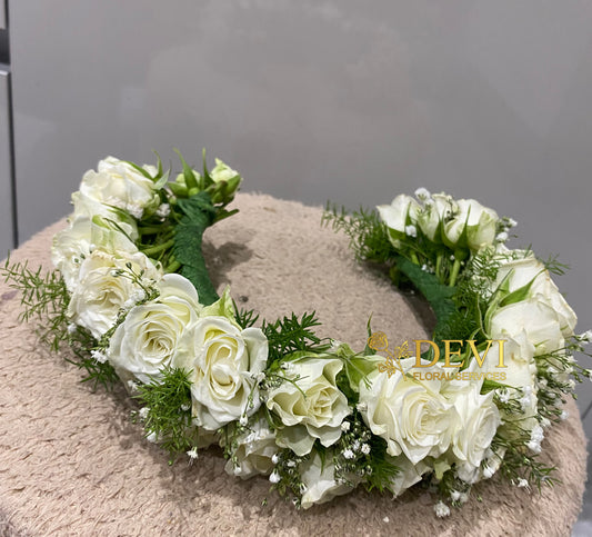 White Rose with Luxury Foliage Hair Crown