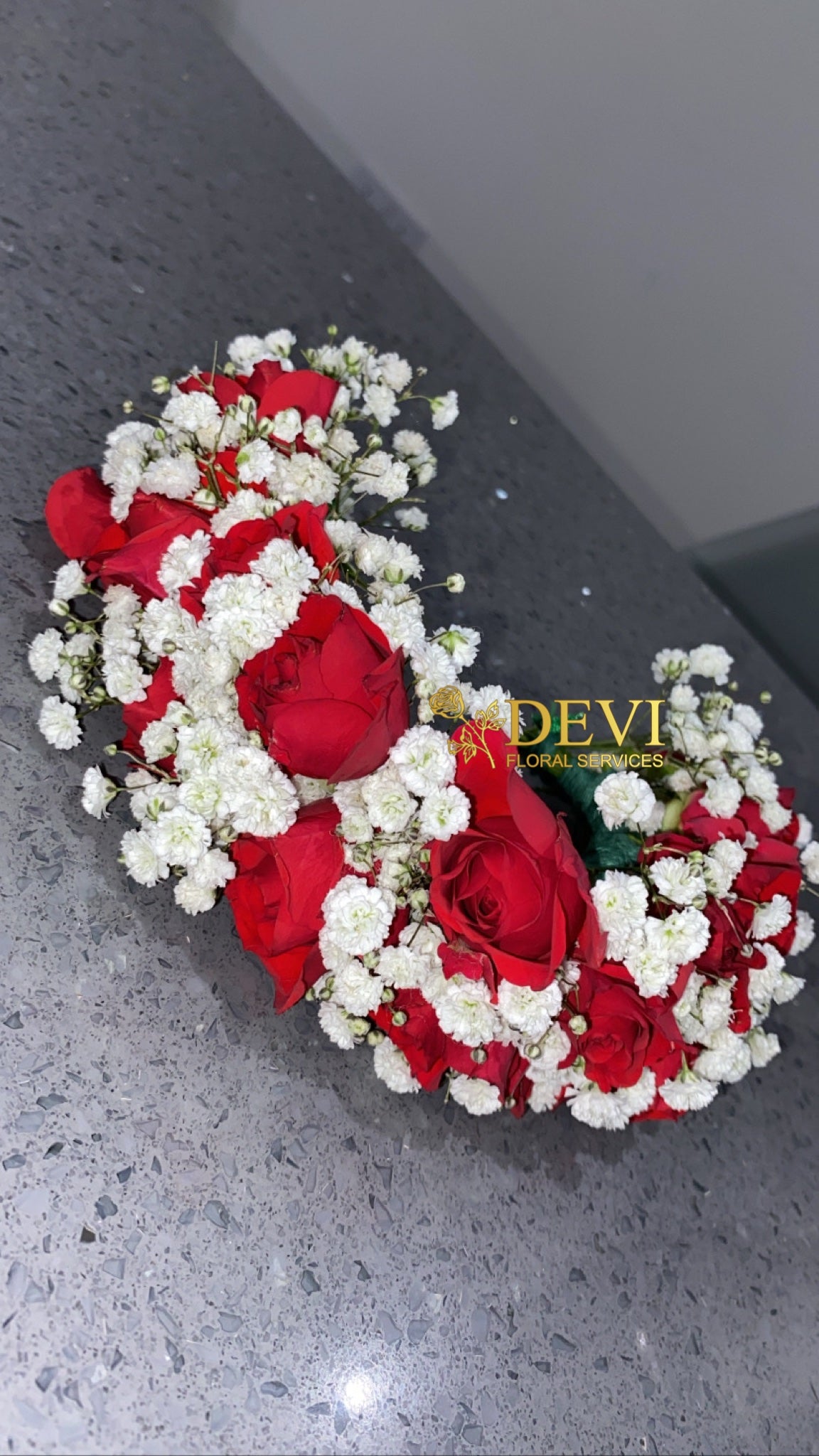 Red Rose and Gypsophila Hair Crown